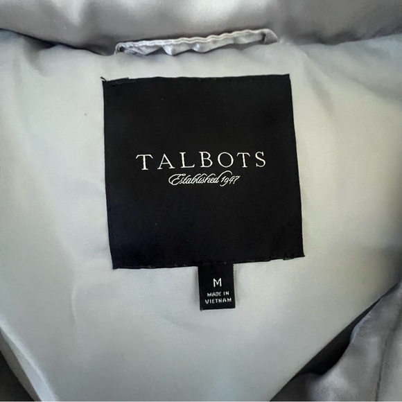 Talbots Metallic Silver puffer vest Duck down filled medium Pockets Full Zip - Picture 10 of 11